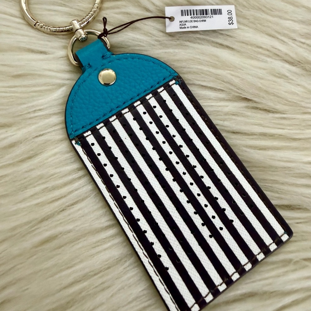 Henri Bendel Aqua Stripe Influencer Bag Charm - Picture 4 of 6